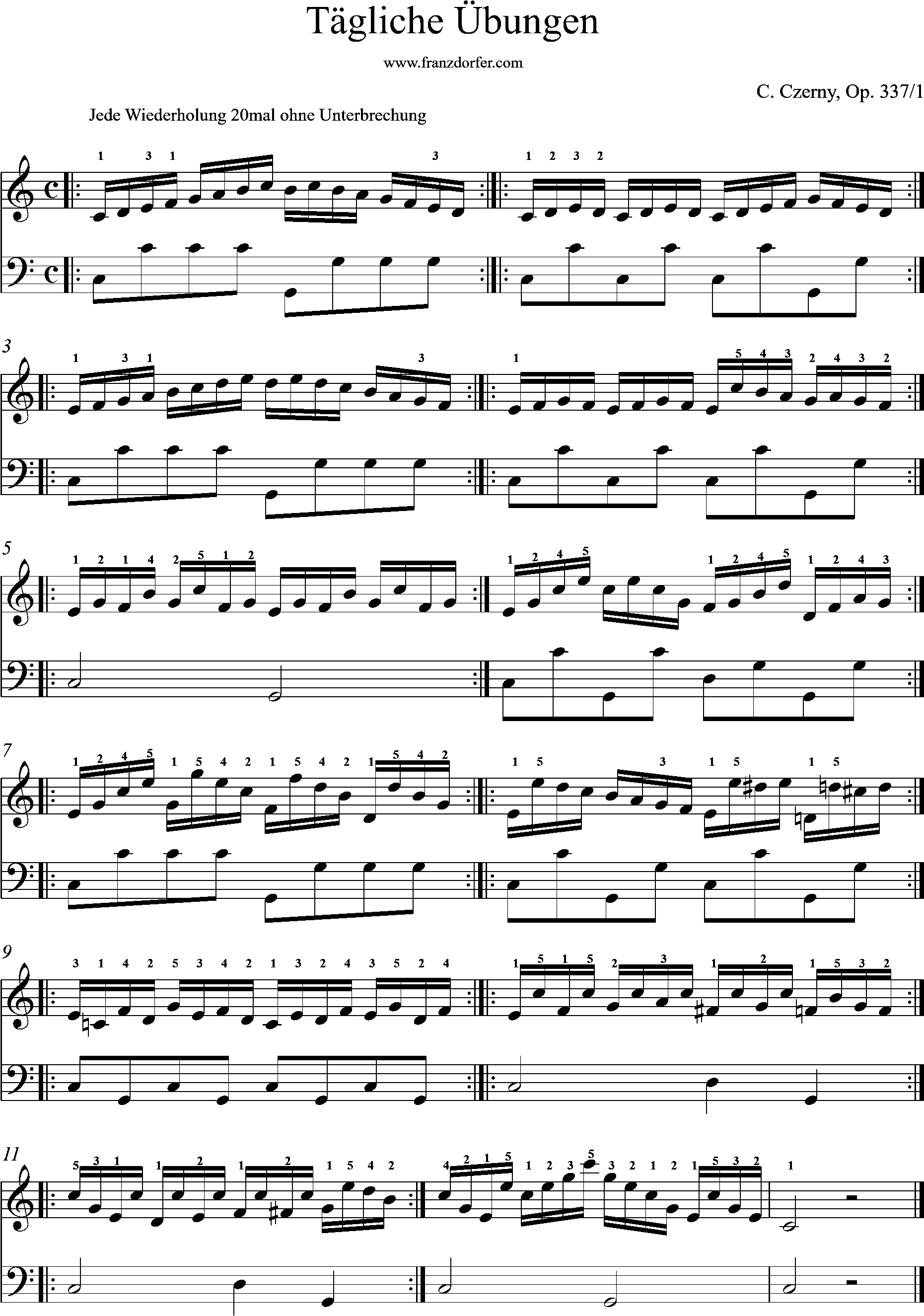 Akordeonnoten, Etüden, Czerny Op. 337